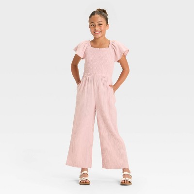 Girls' Flutter Sleeve Smocked Jumpsuit - Cat & Jack