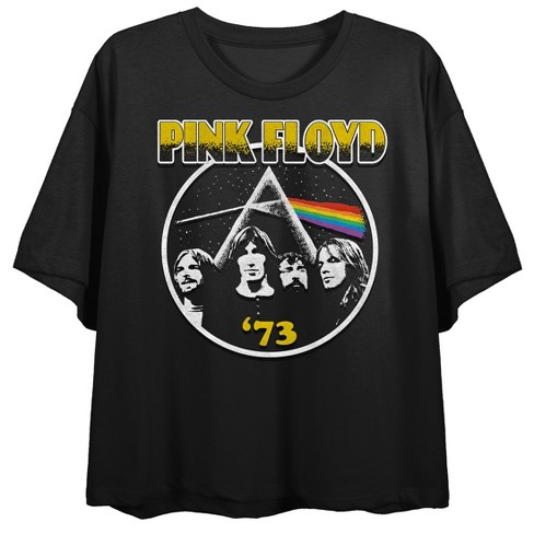 Pink Floyd Group Shot Crew Neck Short Sleeve Women s Black Crop T