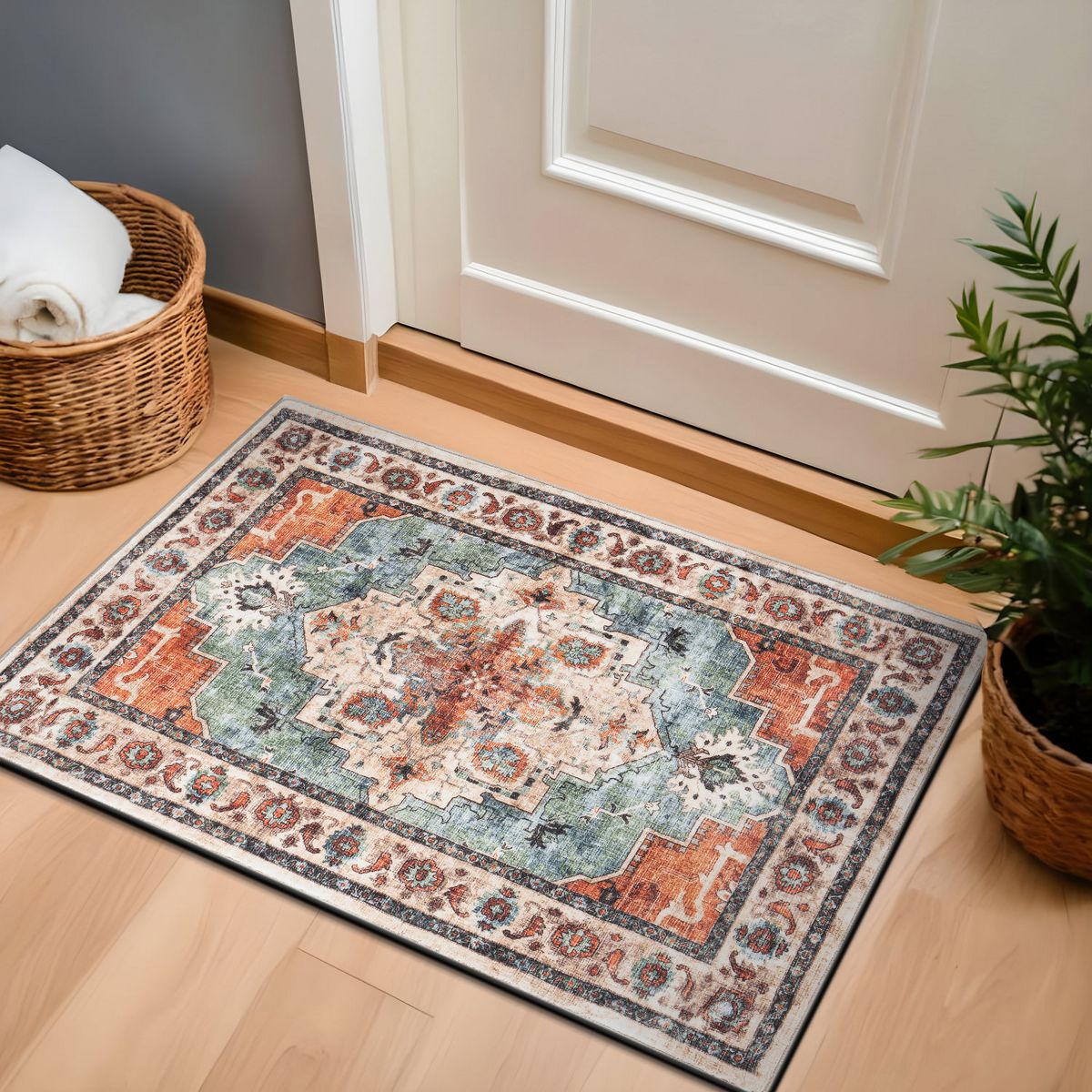 World Rug Gallery Transitional Medallion Washable Non Slip Area Rug: Stain & Fade-Resistant, Low Pile, Pet Friendly - thumbnail 6