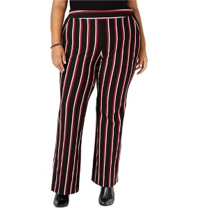 I.N.C International Concepts Womens Striped Ponte-Knit Casual Wide Leg Pants, Red, 24W - 1 of 1
