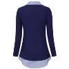 Coolmee Women's Contrast Collared Shirts Long Sleeve Patchwork Work Blouse Tunics Tops - 3 of 4