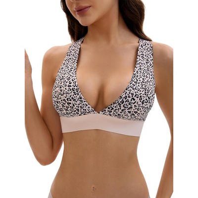 INSPIRE CHIC Women's Deep V Bralette Wirefree T-Shirt Seamless Comfortable Plunge Bras