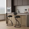 Velvet Round Bar Stools with Back and Footrest Set of 2 Counter Chairs for Kitchen Island - 2 of 4