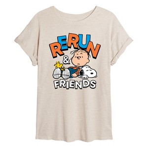 Women's - Peanuts - Rerun And Friends -Womens Oversized Graphic T-Shirt Oversized Graphic T-Shirt - 1 of 4