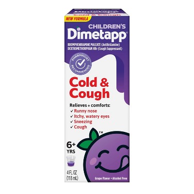 Childrens Dimetapp Cough & Cold Relief Liquid - Dextromethorphan - Grape - 4 fl oz