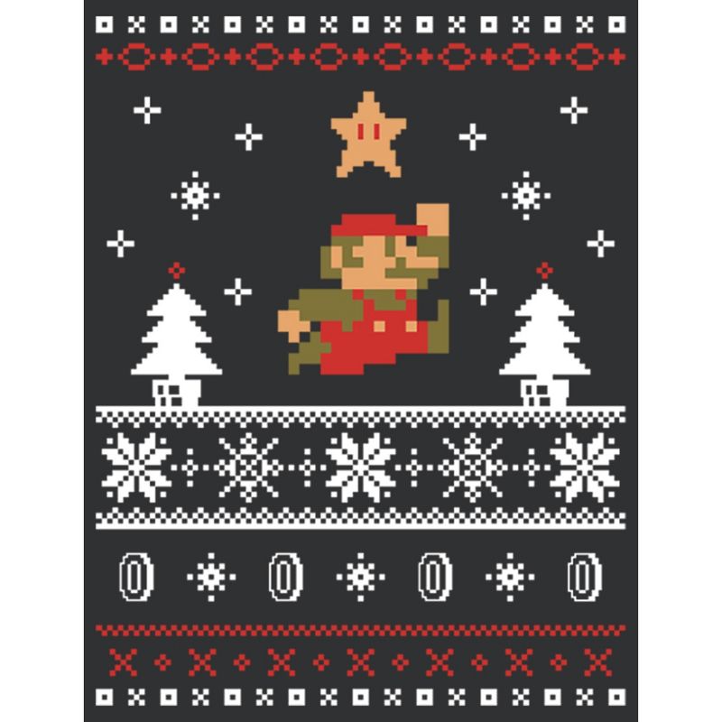 Women's Nintendo Mario Ugly Christmas Sweater Racerback Tank Top, 2 of 5