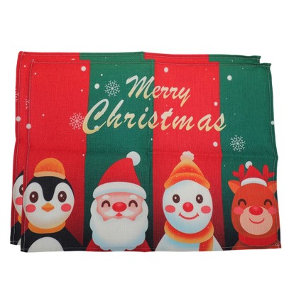 Unique Bargains Christmas Place Mats Linen Red Green White 13"x17.7" 2 Pcs