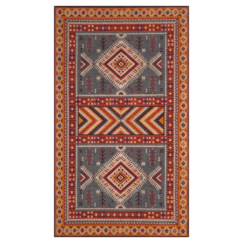 Slate/Mustard Geometric Design Loomed Accent Rug 3'x5' - Safavieh