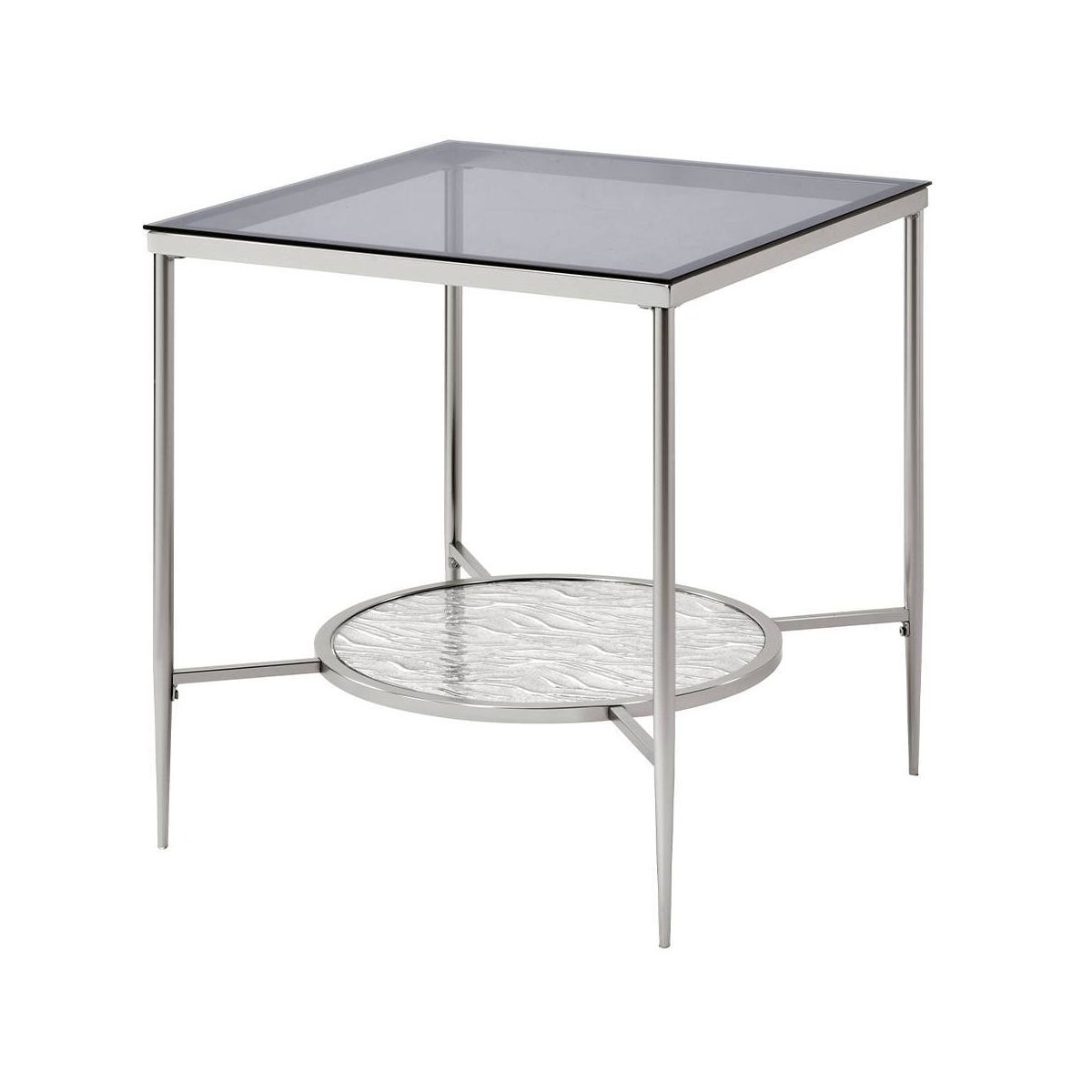 Acme Furniture Adelrik Accent Glass Table Chrome Finish
