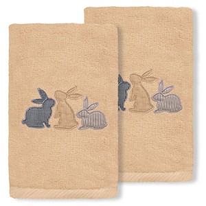 Linum Home Textiles Bunny Row - Embroidered Luxury 100% Turkish Cotton Hand Towels (Set of 2) - 1 of 3