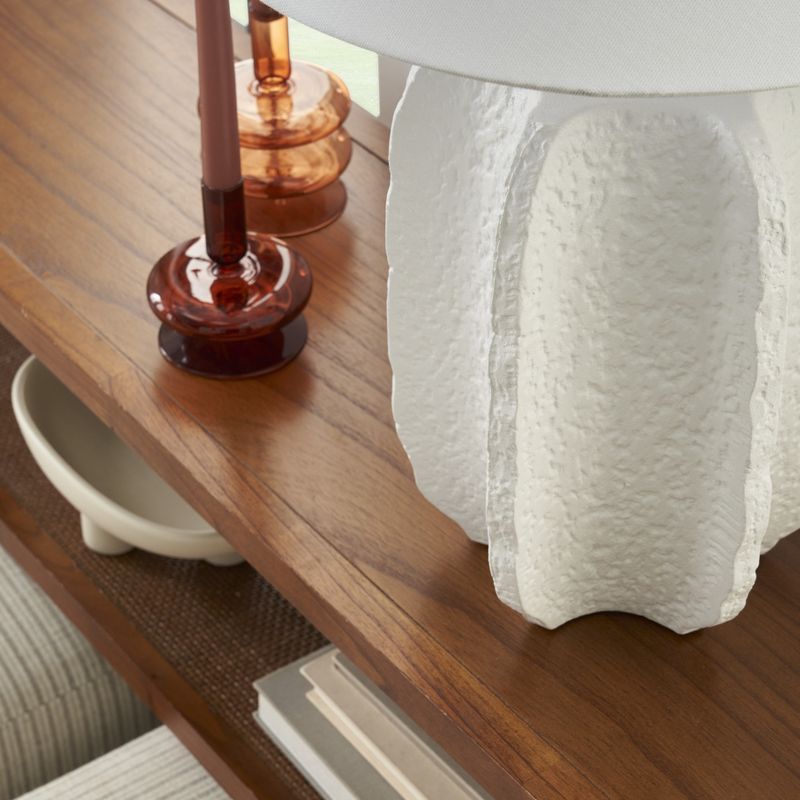 25" White Textured Ceramic Plaster Table Lamp - Nourison, 5 of 9
