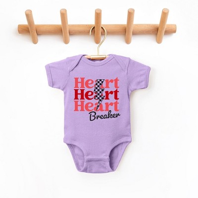 Image of The Juniper Shop Heart Breaker Checkered Bolt Baby Bodysuit - 6 Month - Lavender