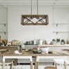 LNC Laius 4-Lights 27.5" Farmhouse Rectangle Kitchen Island Pendant  Lights, Brown Wood and Antique Black - 4 of 4