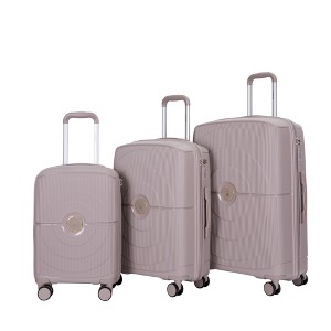 Gulches Hardshell Suitcase Double Spinner Wheels PP Luggage Sets Lightweight Durable Suitcase with TSA Lock,3-Piece Set (20/24/28) ,Gray - 1 of 4