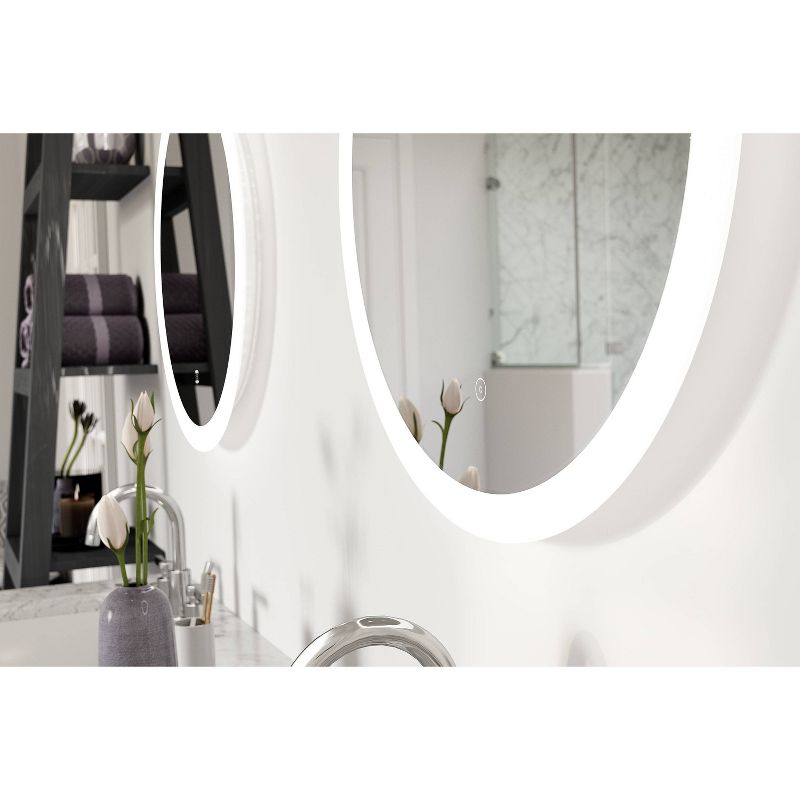 22&#34;x22&#34; Premium Lumen Single Round Frameless Wall Mirror with Dimmable LED and Anti Fog Glass - Tosca, 3 of 6