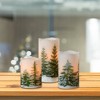 Lumabase 3ct Battery Operated LED Wax Candles Green Pines - 4 of 4