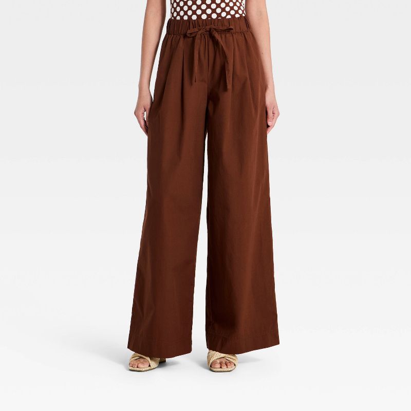 Women's Pull-On Twill Pants - A New Day™ Brown XS