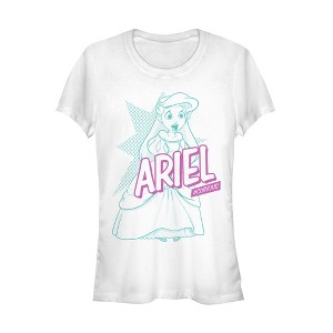 Juniors Womens The Little Mermaid Curious Pop Art T-Shirt - 1 of 3