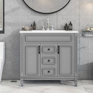 Modern 36" Freestanding Bathroom Vanity with Sink Combo and Storage Cabinet - 1 of 4