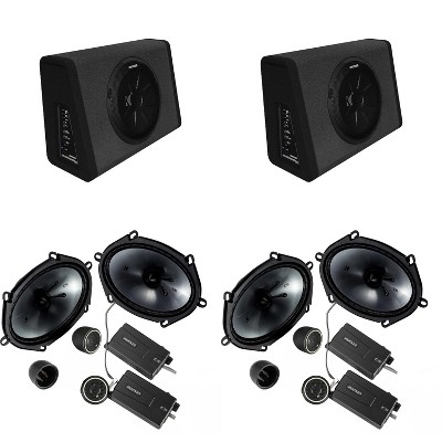 Kicker (2) 11PT250 Powered Sub Enclosure & (2) 46CSS684 6x8" Component Bundle