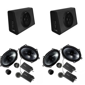 Kicker (2) 11PT250 Powered Sub Enclosure & (2) 46CSS684 6x8" Component Bundle - 1 of 4