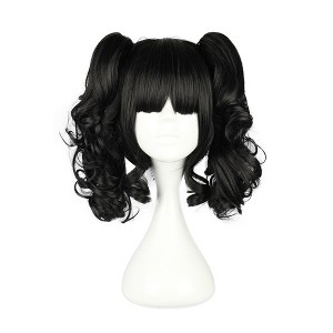 Unique Bargains Women's Curly Shoulder Length Ponytail Human Hair Wigs 14" with Wig Cap - 1 of 4
