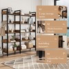 65.4-inch corner bookshelf, five-layer, convertible storage shelf with 4 hooks, fixed panel, metal frame, suitable for living room, bedroom, study - 4 of 4