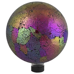 Northlight 10" Pink Iridescent Mosaic Reflective Glass Outdoor Garden Gazing Ball - 1 of 3