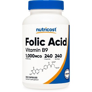 Nutricost Folic Acid (Vitamin B9) Capsules (1000 MCG) (240 Capsules) - 1 of 4