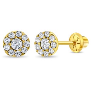 Girls' Round Cubic Zirconia Burst Screw Back 14k Gold Earrings - In Season Jewelry - 1 of 4