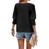 Imily Bela  Women Chic Half Sleeves Top Solid Crewneck Loose Fit Blouse Casual Comfort - 2 of 4