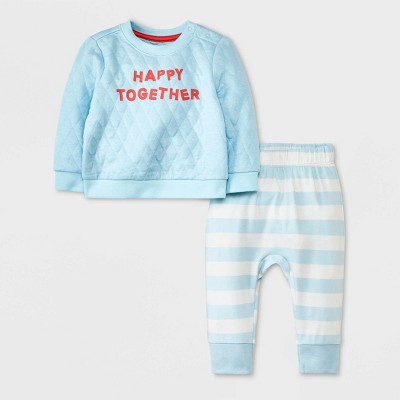 Image of Baby 'Happy Together' Graphic Top & Bottom Set - Cat & Jack™ Blue 6-9M