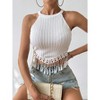 Women's Fringe Sleeveless Tassel Tank Top Slim Fit Summer Tops - 3 of 4