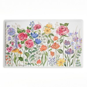 Stupell Industries Springtime Wildflower Blossoms Printed Plush Bath Mat And Bath Rug, Design By Jenny Faw, 18"X30" - 1 of 4