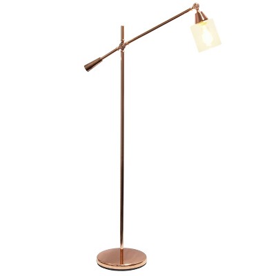 Edison-Inspired Adjustable Rose Gold Floor Lamp with Clear Glass Shade