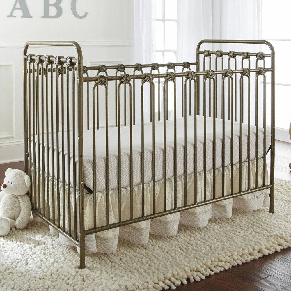 Photos - Kids Furniture L.A. Baby Napa 3-in-1 Convertible Full Sized Metal Crib - Golden Nugget
