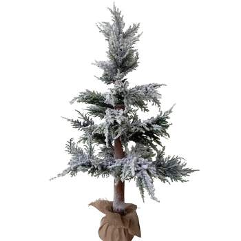 Northlight 2.9 FT Heavily Flocked Pine Tree in Natural Jute Base Christmas Decoration
