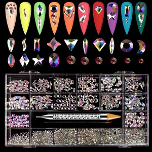 Saviland Unisex 3830PCS Multi-Shaped AB Crystal Rhinestones Nail Art Kit with Wax Pen & Tweezer - Assorted Colors. - 1 of 4