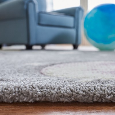Cosmic Playtime Grey and Lavender Round Kids Rug