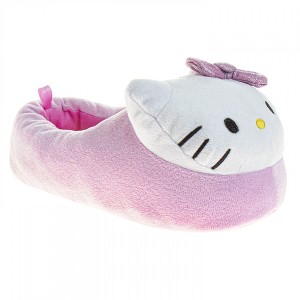 Kids Hello Kitty 3D Face Purple Bow Plush Slippers - 1 of 2