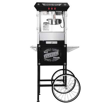 Great Northern Popcorn 8 oz. Kettle Antique-Style Popcorn Popper Machine With Cart - Black