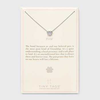 Tiny Tags Silver Plated Paw Chain Necklace - Silver