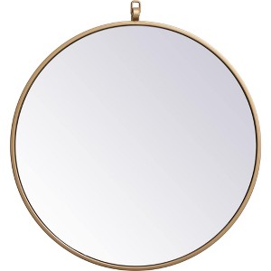 Elegant Lighting Metal frame round mirror with decorative hook 21 inch in Brass - 1 of 4