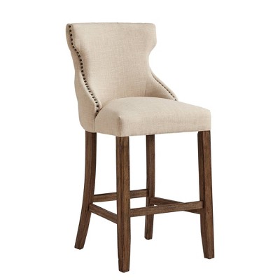 Set of 2 29" Carter Nailhead Trim Barstools Oatmeal Brown - Inspire Q