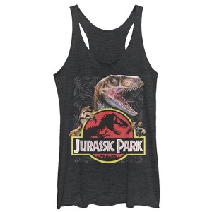 Women's Jurassic Park Velociraptor Hooked On Logo Racerback Tank Top - 1 of 3