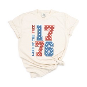 Simply Sage Market Women's Land Of The Free Retro Stars Short Sleeve Garment Dyed Tee - 1 of 2
