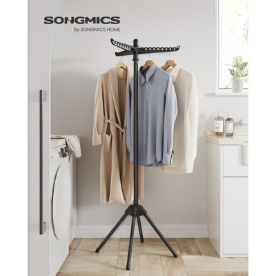 Black Foldable Stainless Steel 59" Clothes Drying Rack with 27 Clips