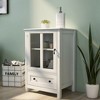TiramisuBest Buffet Storage Cabinet with Double Glass Doors and Unique Bell Handles, Elegant Sideboard for Dining,Kitchen,Living,White - 4 of 4
