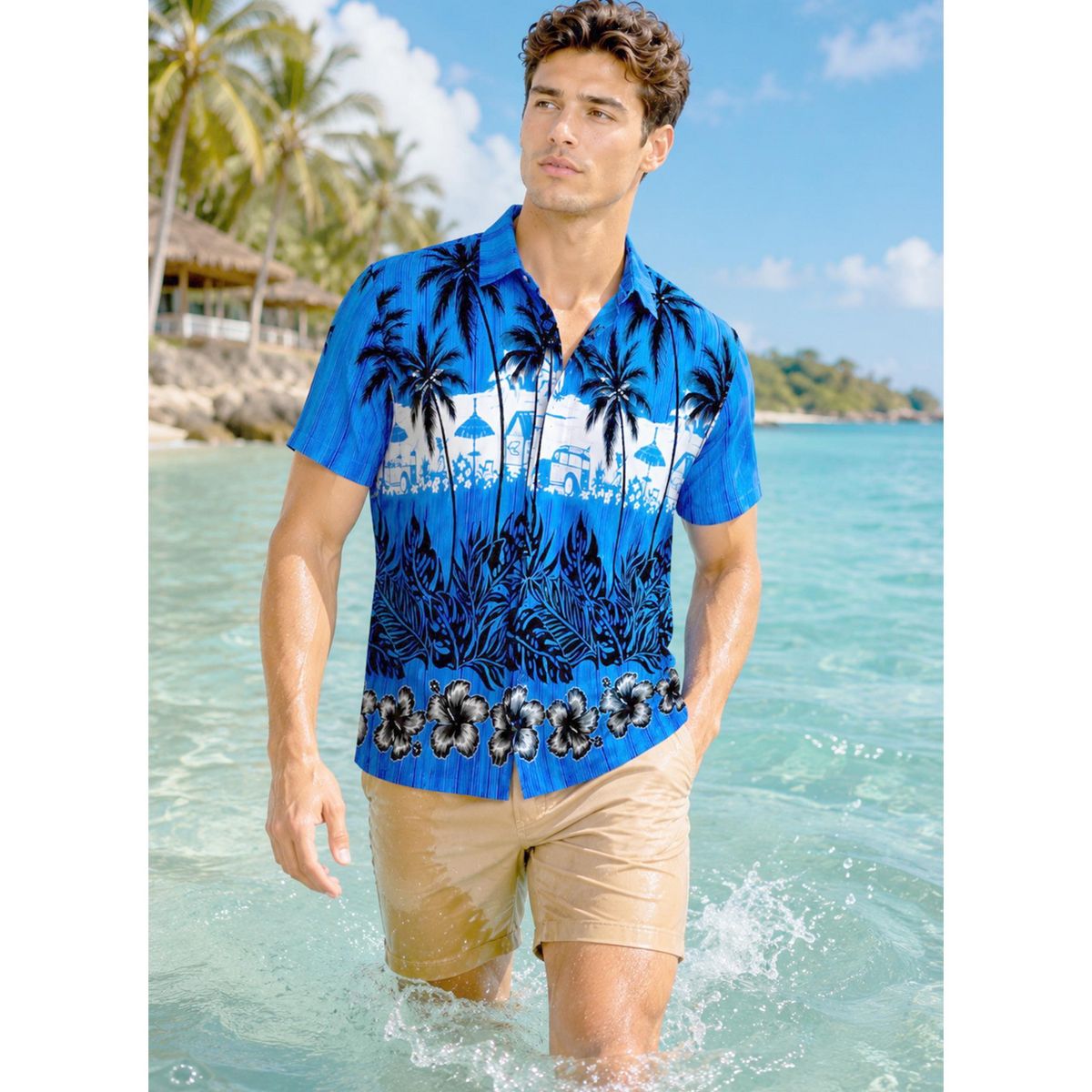 LA LEELA Mens Short Sleeve Button Down Hawaiian Collar Shirts Aloha Camp Beach Vacation Shirts for Men Casual Camp Summer Untuckit Shirt 7XL Floral - thumbnail 5
