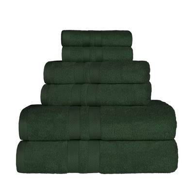 Cotton 6 Piece Bath Towel Set, Plush and Quick Drying, Classic Ionic Jacquard Border and Embroidered Trim by Blue Nile Mills